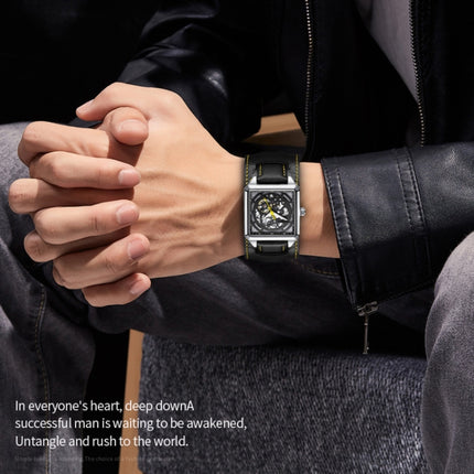 Ochstin 7237 Business Leather Wrist Wrist Waterproof Luminous Skeleton Mechanical Watch