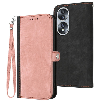 Side Buckle Double Fold Hand Strap Leather Phone Case, For Huawei Y6 2019, For Honor 70, For Honor X8