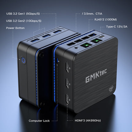 GMK KB7 Windows 11 Pro Mini PC, 16GB+512G, Intel Pentium Silver N6005 Quad Core, Support WiFi & BT, KB7 16GB+512G