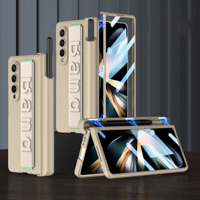GKK Integrated Magnetic Folding Hinge Phone Case with Wrist Strap & Pen Holder, For Samsung Galaxy Z Fold4