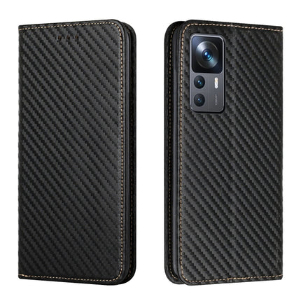 Carbon Fiber Texture Magnetic Flip Leather Phone Case, For Xiaomi 12T / 12T Pro / Redmi K50 Ultra