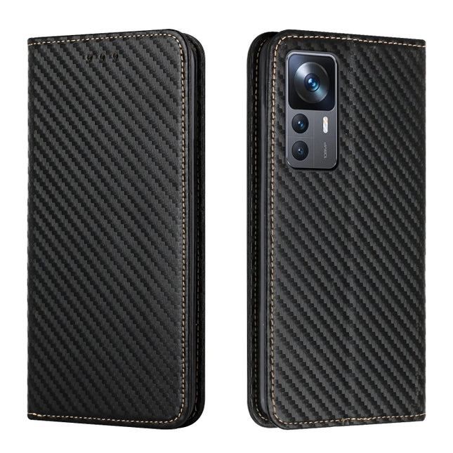 Carbon Fiber Texture Magnetic Flip Leather Phone Case, For Xiaomi 12T / 12T Pro / Redmi K50 Ultra