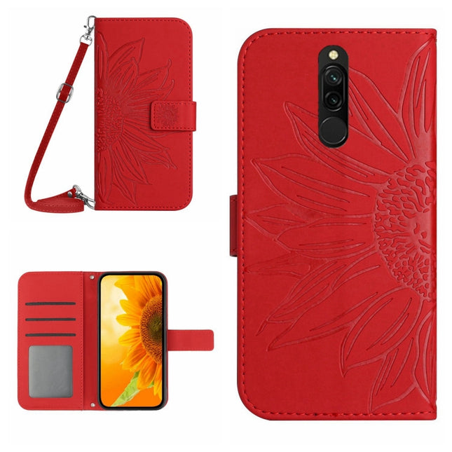 Skin Feel Sun Flower Pattern Flip Leather Phone Case with Lanyard, For Xiaomi Redmi 8 / 8A, For Xiaomi Redmi 9 / POCO M2