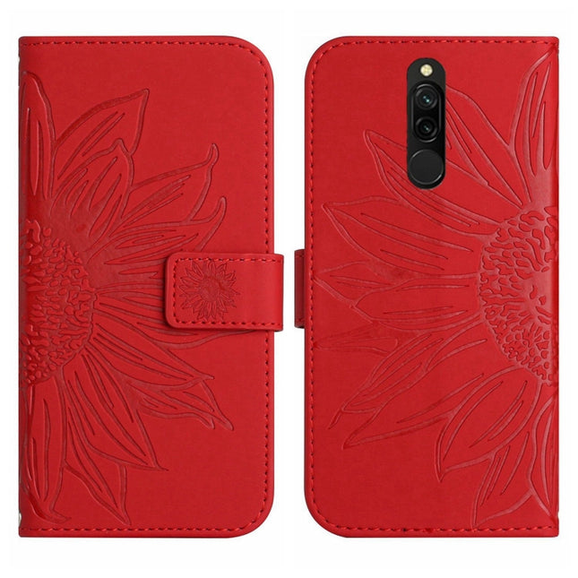 Skin Feel Sun Flower Pattern Flip Leather Phone Case with Lanyard, For Xiaomi Redmi 8 / 8A, For Xiaomi Redmi 9 / POCO M2