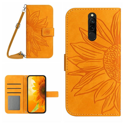 Skin Feel Sun Flower Pattern Flip Leather Phone Case with Lanyard, For Xiaomi Redmi 8 / 8A, For Xiaomi Redmi 9 / POCO M2