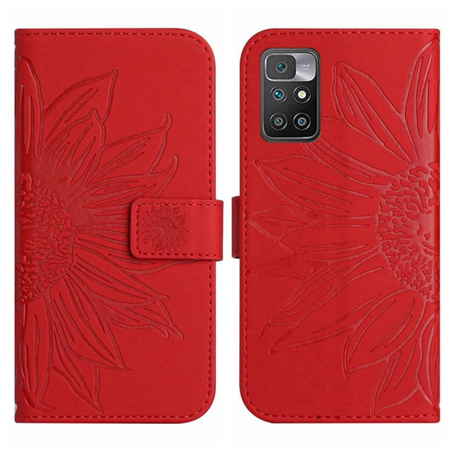 Skin Feel Sun Flower Pattern Flip Leather Phone Case with Lanyard, For Xiaomi Redmi 10 4G, For Xiaomi Redmi 10 5G / Note 11E