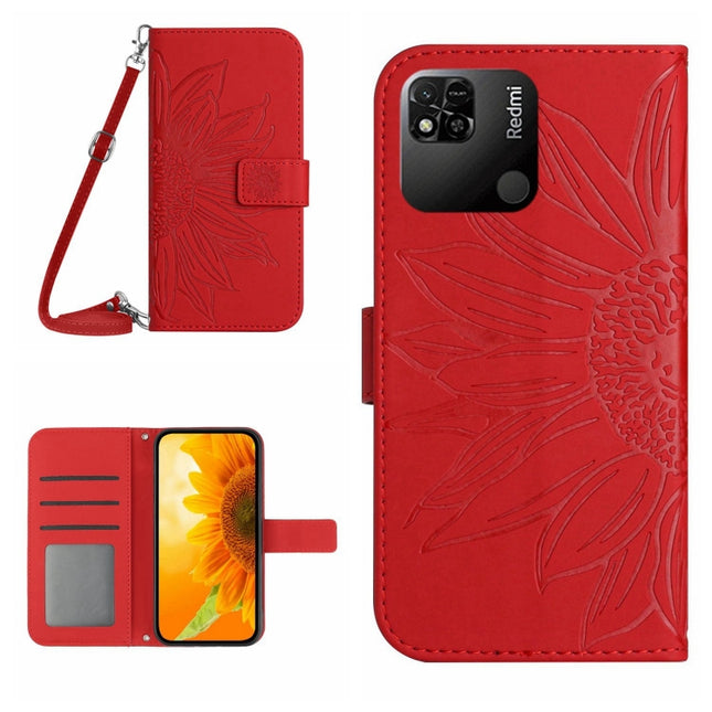 Skin Feel Sun Flower Pattern Flip Leather Phone Case with Lanyard, For Xiaomi Redmi 10A, For Xiaomi Redmi 10C