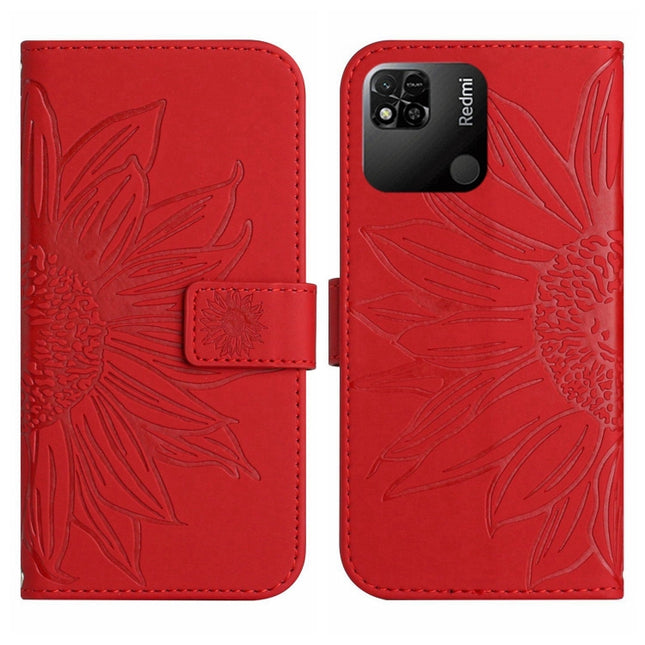 Skin Feel Sun Flower Pattern Flip Leather Phone Case with Lanyard, For Xiaomi Redmi 10A, For Xiaomi Redmi 10C