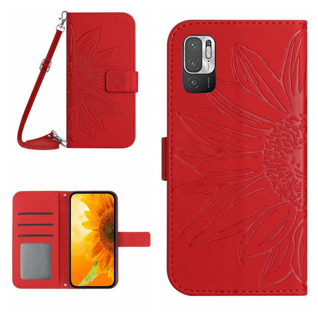 Skin Feel Sun Flower Pattern Flip Leather Phone Case with Lanyard, For Xiaomi Redmi Note 10 5G / Note 10T 5G / Poco M3 Pro, For Xiaomi Redmi Note 10 Pro 4G Global / Note 10 Pro Max