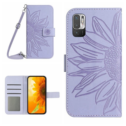 Skin Feel Sun Flower Pattern Flip Leather Phone Case with Lanyard, For Xiaomi Redmi Note 10 5G / Note 10T 5G / Poco M3 Pro, For Xiaomi Redmi Note 10 Pro 4G Global / Note 10 Pro Max