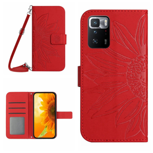 Skin Feel Sun Flower Pattern Flip Leather Phone Case with Lanyard, For Xiaomi Redmi Note 10 Pro 5G / Poco X3 GT, For Xiaomi Redmi Note 11 5G / Note 11T 5G / Poco M4 Pro 5G