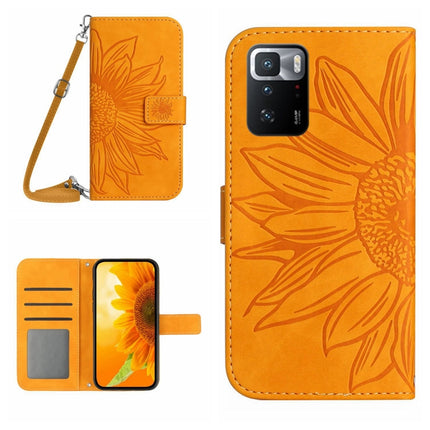 Skin Feel Sun Flower Pattern Flip Leather Phone Case with Lanyard, For Xiaomi Redmi Note 10 Pro 5G / Poco X3 GT, For Xiaomi Redmi Note 11 5G / Note 11T 5G / Poco M4 Pro 5G