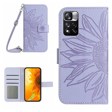 Skin Feel Sun Flower Pattern Flip Leather Phone Case with Lanyard, For Xiaomi Redmi Note 10 Pro 5G / Poco X3 GT, For Xiaomi Redmi Note 11 5G / Note 11T 5G / Poco M4 Pro 5G