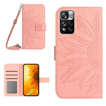 Skin Feel Sun Flower Pattern Flip Leather Phone Case with Lanyard, For Xiaomi Redmi Note 10 Pro 5G / Poco X3 GT, For Xiaomi Redmi Note 11 5G / Note 11T 5G / Poco M4 Pro 5G