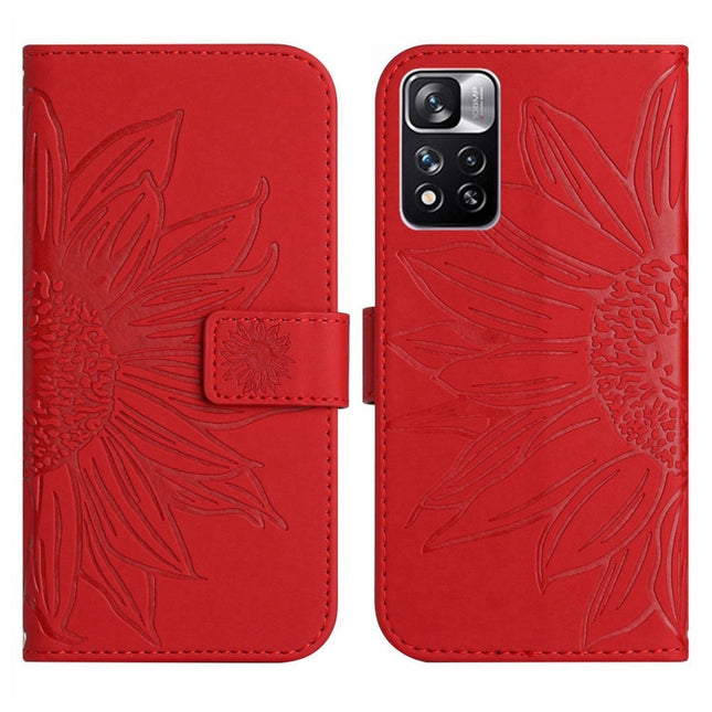 Skin Feel Sun Flower Pattern Flip Leather Phone Case with Lanyard, For Xiaomi Redmi Note 11 Pro 5G, For Xiaomi Redmi Note 11 Pro Global