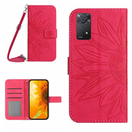 Skin Feel Sun Flower Pattern Flip Leather Phone Case with Lanyard, For Xiaomi Redmi Note 11 Pro 5G, For Xiaomi Redmi Note 11 Pro Global