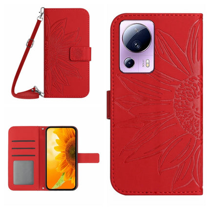 Skin Feel Sun Flower Pattern Flip Leather Phone Case with Lanyard, For Xiaomi 12 Lite, For Xiaomi Civi 2 / 12 Lite NE