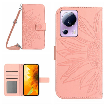 Skin Feel Sun Flower Pattern Flip Leather Phone Case with Lanyard, For Xiaomi 12 Lite, For Xiaomi Civi 2 / 12 Lite NE