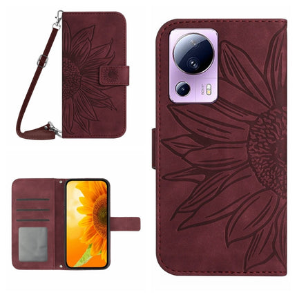 Skin Feel Sun Flower Pattern Flip Leather Phone Case with Lanyard, For Xiaomi 12 Lite, For Xiaomi Civi 2 / 12 Lite NE