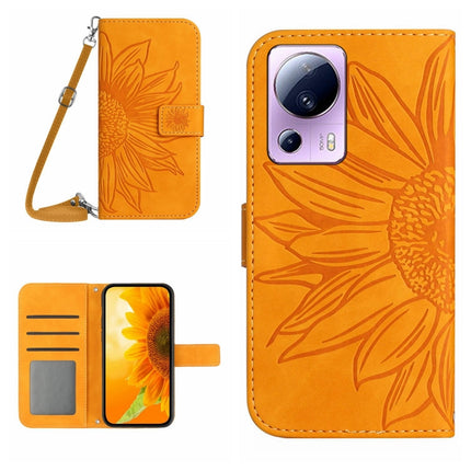 Skin Feel Sun Flower Pattern Flip Leather Phone Case with Lanyard, For Xiaomi 12 Lite, For Xiaomi Civi 2 / 12 Lite NE
