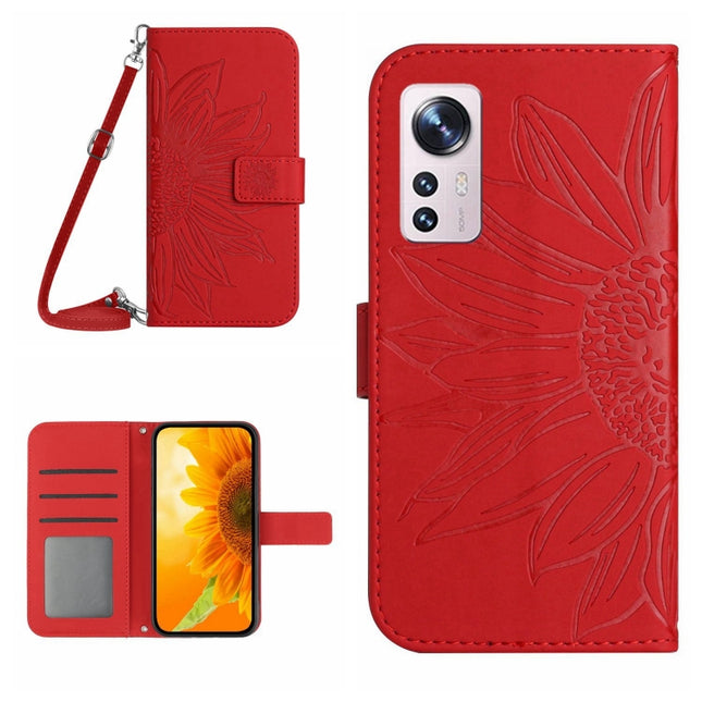 Skin Feel Sun Flower Pattern Flip Leather Phone Case with Lanyard, For Xiaomi 12 Pro, For Xiaomi 12 / 12X