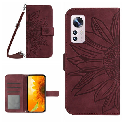 Skin Feel Sun Flower Pattern Flip Leather Phone Case with Lanyard, For Xiaomi 12 Pro, For Xiaomi 12 / 12X