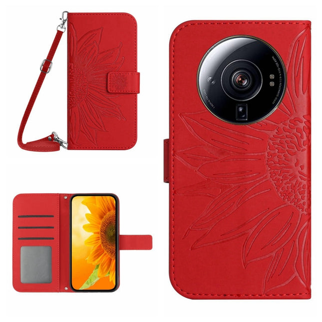 Skin Feel Sun Flower Pattern Flip Leather Phone Case with Lanyard, For Xiaomi 12S Ultra, For Xiaomi 12T / 12T Pro