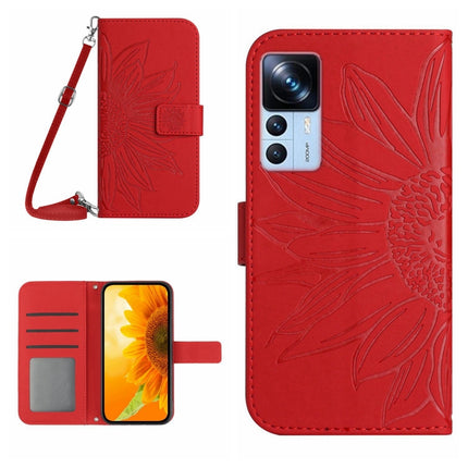 Skin Feel Sun Flower Pattern Flip Leather Phone Case with Lanyard, For Xiaomi 12S Ultra, For Xiaomi 12T / 12T Pro