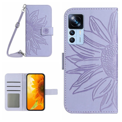 Skin Feel Sun Flower Pattern Flip Leather Phone Case with Lanyard, For Xiaomi 12S Ultra, For Xiaomi 12T / 12T Pro