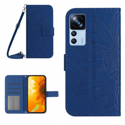 Skin Feel Sun Flower Pattern Flip Leather Phone Case with Lanyard, For Xiaomi 12S Ultra, For Xiaomi 12T / 12T Pro