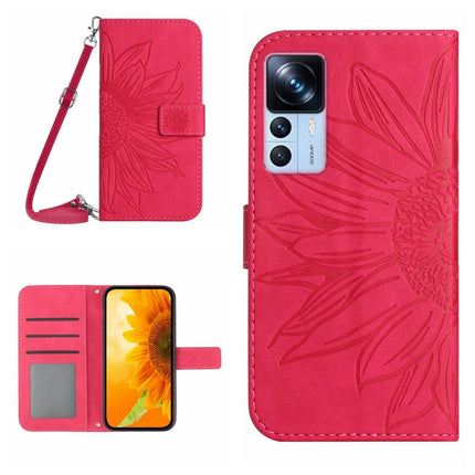 Skin Feel Sun Flower Pattern Flip Leather Phone Case with Lanyard, For Xiaomi 12S Ultra, For Xiaomi 12T / 12T Pro