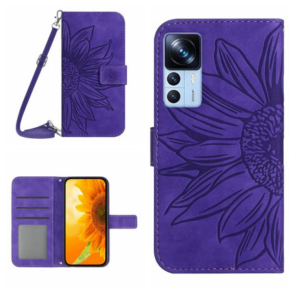 Skin Feel Sun Flower Pattern Flip Leather Phone Case with Lanyard, For Xiaomi 12S Ultra, For Xiaomi 12T / 12T Pro