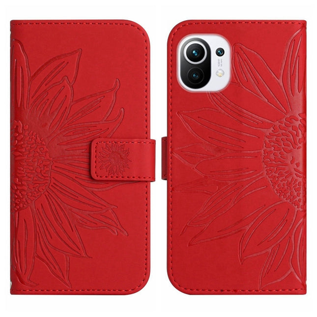 Skin Feel Sun Flower Pattern Flip Leather Phone Case with Lanyard, For Xiaomi Mi 11 Lite, For Xiaomi Mi 11 Pro