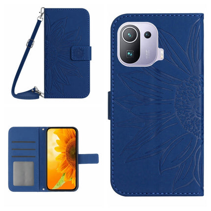 Skin Feel Sun Flower Pattern Flip Leather Phone Case with Lanyard, For Xiaomi Mi 11 Lite, For Xiaomi Mi 11 Pro