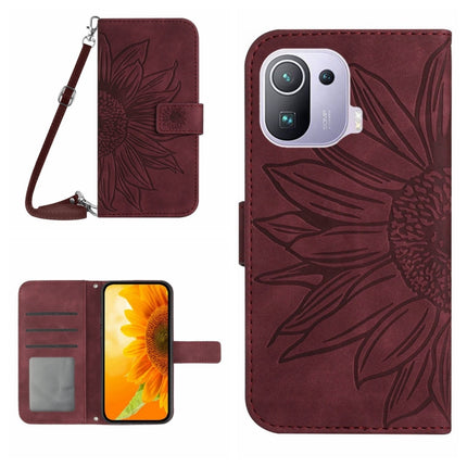 Skin Feel Sun Flower Pattern Flip Leather Phone Case with Lanyard, For Xiaomi Mi 11 Lite, For Xiaomi Mi 11 Pro