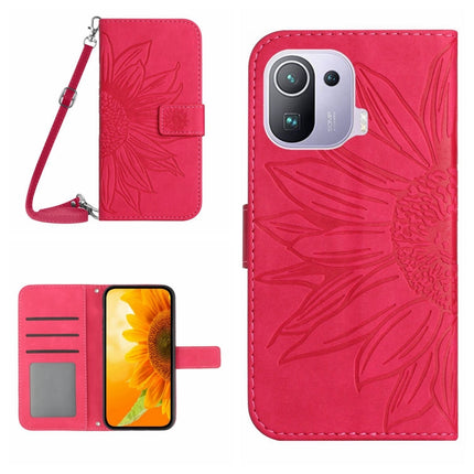 Skin Feel Sun Flower Pattern Flip Leather Phone Case with Lanyard, For Xiaomi Mi 11 Lite, For Xiaomi Mi 11 Pro