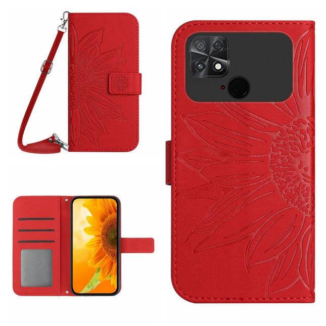 Skin Feel Sun Flower Pattern Flip Leather Phone Case with Lanyard, For Xiaomi Poco C40, For Xiaomi Poco F4 5G