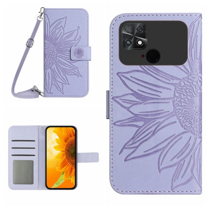 Skin Feel Sun Flower Pattern Flip Leather Phone Case with Lanyard, For Xiaomi Poco C40, For Xiaomi Poco F4 5G