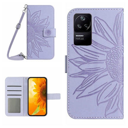 Skin Feel Sun Flower Pattern Flip Leather Phone Case with Lanyard, For Xiaomi Poco C40, For Xiaomi Poco F4 5G