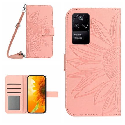 Skin Feel Sun Flower Pattern Flip Leather Phone Case with Lanyard, For Xiaomi Poco C40, For Xiaomi Poco F4 5G