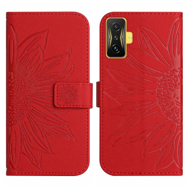 Skin Feel Sun Flower Pattern Flip Leather Phone Case with Lanyard, For Xiaomi Poco F4 GT, For Xiaomi Poco M4 Pro 4G