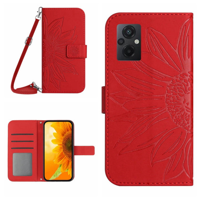 Skin Feel Sun Flower Pattern Flip Leather Phone Case with Lanyard, For Xiaomi Poco M5 / Poco M4 5G, For Xiaomi Poco M5S