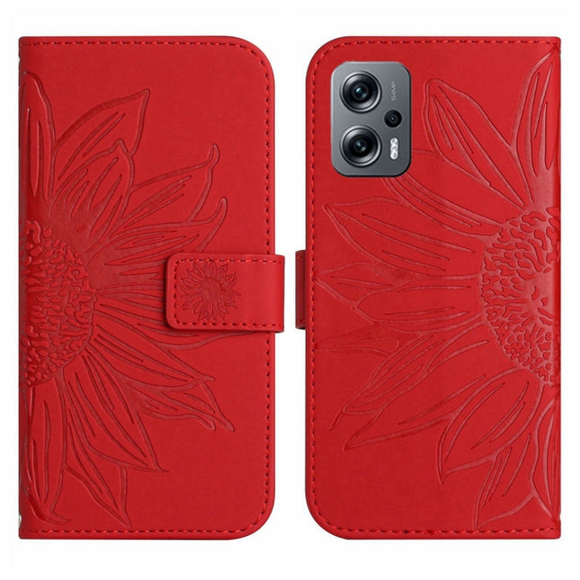 Skin Feel Sun Flower Pattern Flip Leather Phone Case with Lanyard, For Xiaomi Poco X4 GT, For Xiaomi Poco X4 Pro 5G