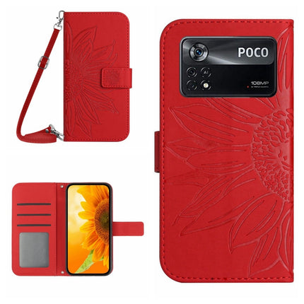 Skin Feel Sun Flower Pattern Flip Leather Phone Case with Lanyard, For Xiaomi Poco X4 GT, For Xiaomi Poco X4 Pro 5G