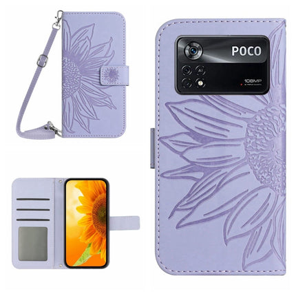 Skin Feel Sun Flower Pattern Flip Leather Phone Case with Lanyard, For Xiaomi Poco X4 GT, For Xiaomi Poco X4 Pro 5G