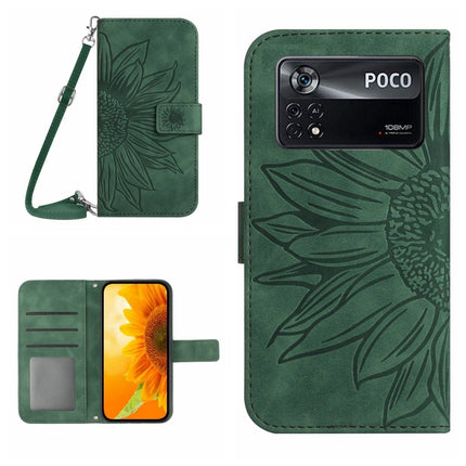 Skin Feel Sun Flower Pattern Flip Leather Phone Case with Lanyard, For Xiaomi Poco X4 GT, For Xiaomi Poco X4 Pro 5G