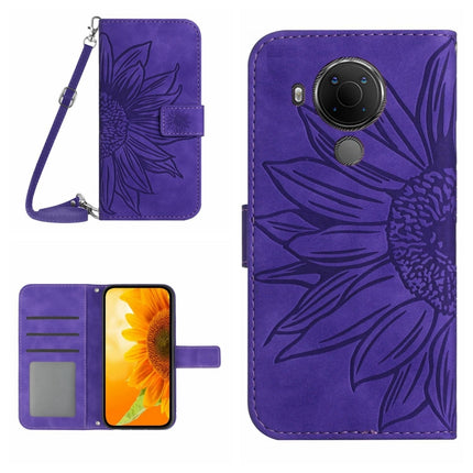 Skin Feel Sun Flower Pattern Flip Leather Phone Case with Lanyard, For Nokia 5.4, For Nokia C01 Plus