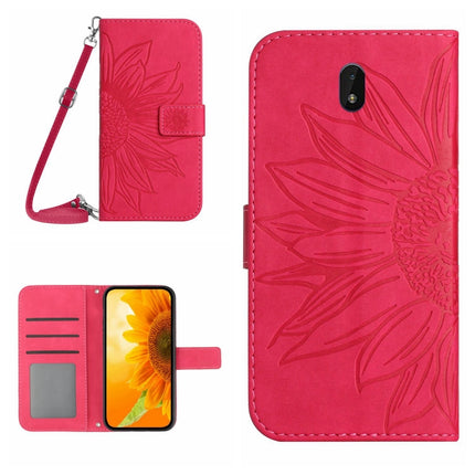 Skin Feel Sun Flower Pattern Flip Leather Phone Case with Lanyard, For Nokia 5.4, For Nokia C01 Plus