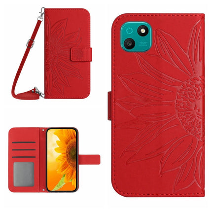 Skin Feel Sun Flower Pattern Flip Leather Phone Case with Lanyard, For Wiko T3, For Wiko T10