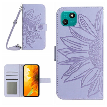 Skin Feel Sun Flower Pattern Flip Leather Phone Case with Lanyard, For Wiko T3, For Wiko T10
